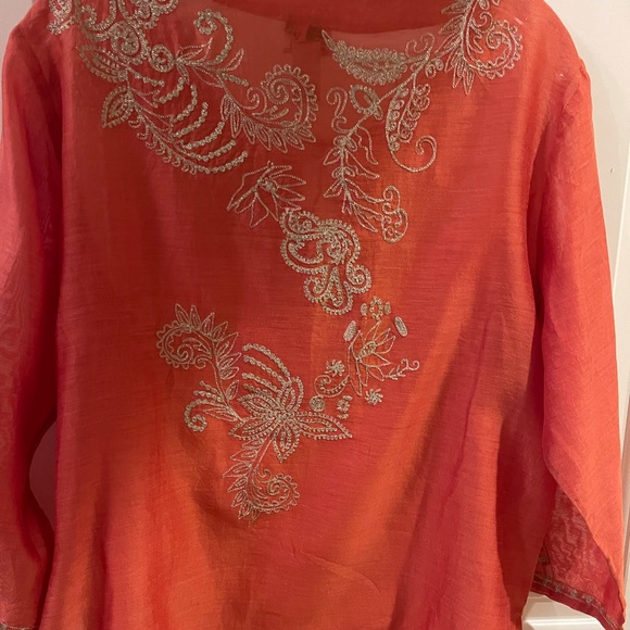 Chico’s Tunic Orange/Silver Chico’s Size 2 - Large - Picture 3 of 3